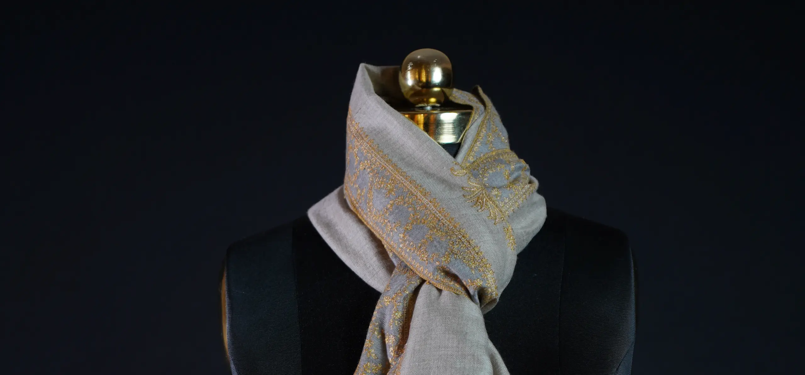 Golden Sozni Embroidered Pashmina